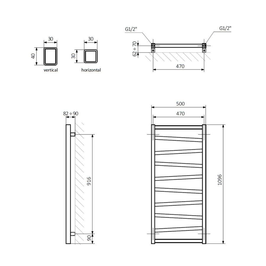 Designradiator Sapho Zig Recht 50x109.6 cm 406W Antraciet