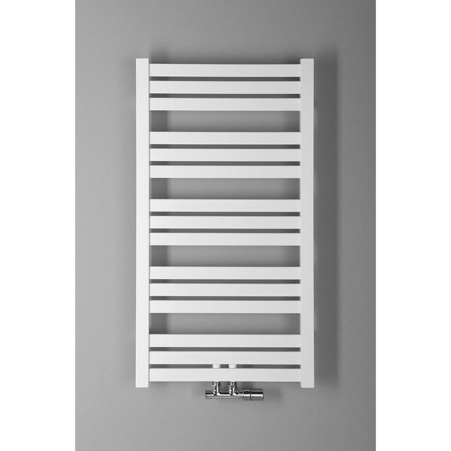 Handdoekradiator Sapho Nevel Recht Middenaansluiting 55.5x104.3 cm 397W Wit