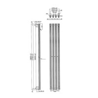 Designradiator Sapho Pilon Recht 27x180 cm 660W incl. 4 Haken Chroom