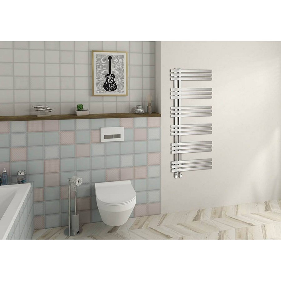 Designradiator Sapho Vista Recht 50x119 cm 307W Geborsteld RVS