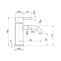 Wastafelmengkraan Sapho Minimal 1-hendel Gebogen 15.8 cm RVS