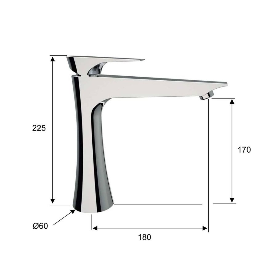 Wastafelmengkraan Sapho Axamite 1-hendel Recht 22.5 cm Chroom