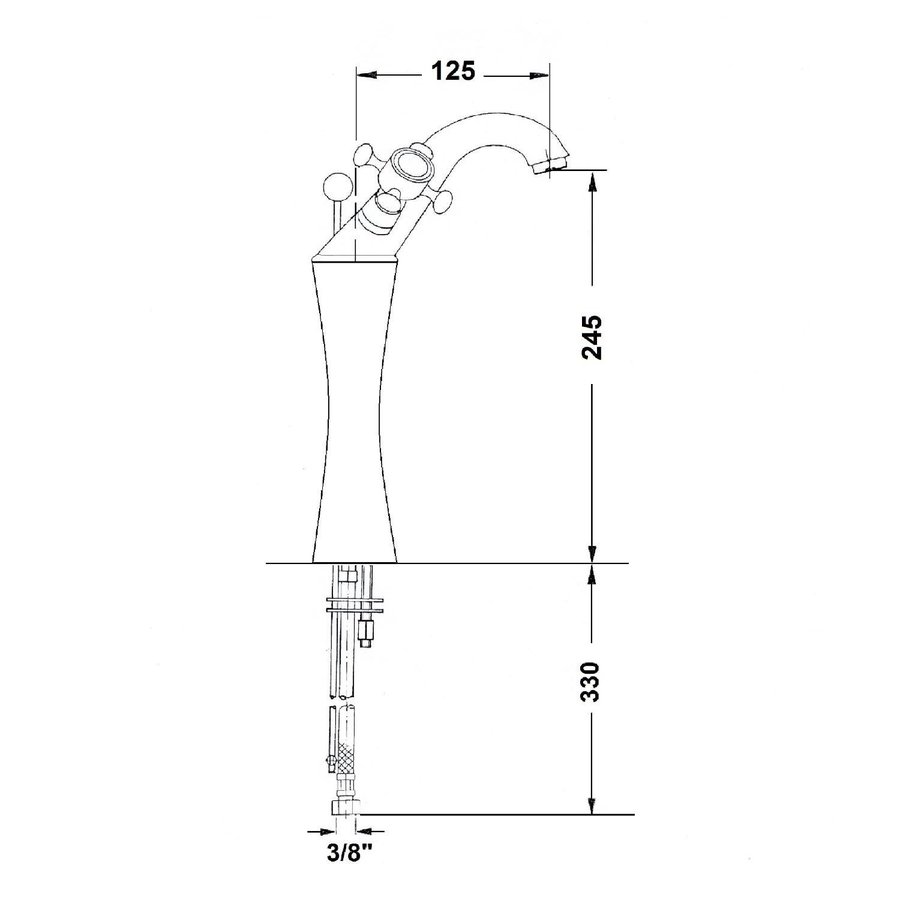 Wastafelmengkraan Sapho Antea 2-knop Gebogen Hoog 24.5 cm Chroom (incl. pop-up waste)