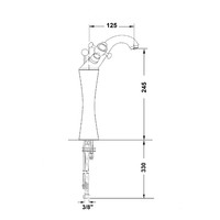 Wastafelmengkraan Sapho Antea 2-knop Gebogen Hoog 24.5 cm Geborsteld Nikkel (incl. pop-up waste)