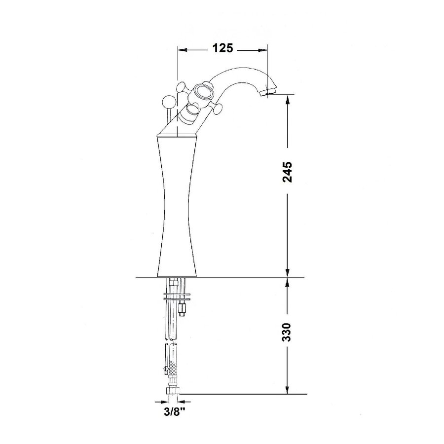 Wastafelmengkraan Sapho Antea 2-knop Gebogen Hoog 24.5 cm Goud (incl. pop-up waste)