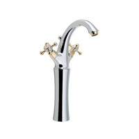 Wastafelmengkraan Sapho Antea 2-knop Gebogen Hoog 30 cm Chroom / Goud (incl. pop-up waste)