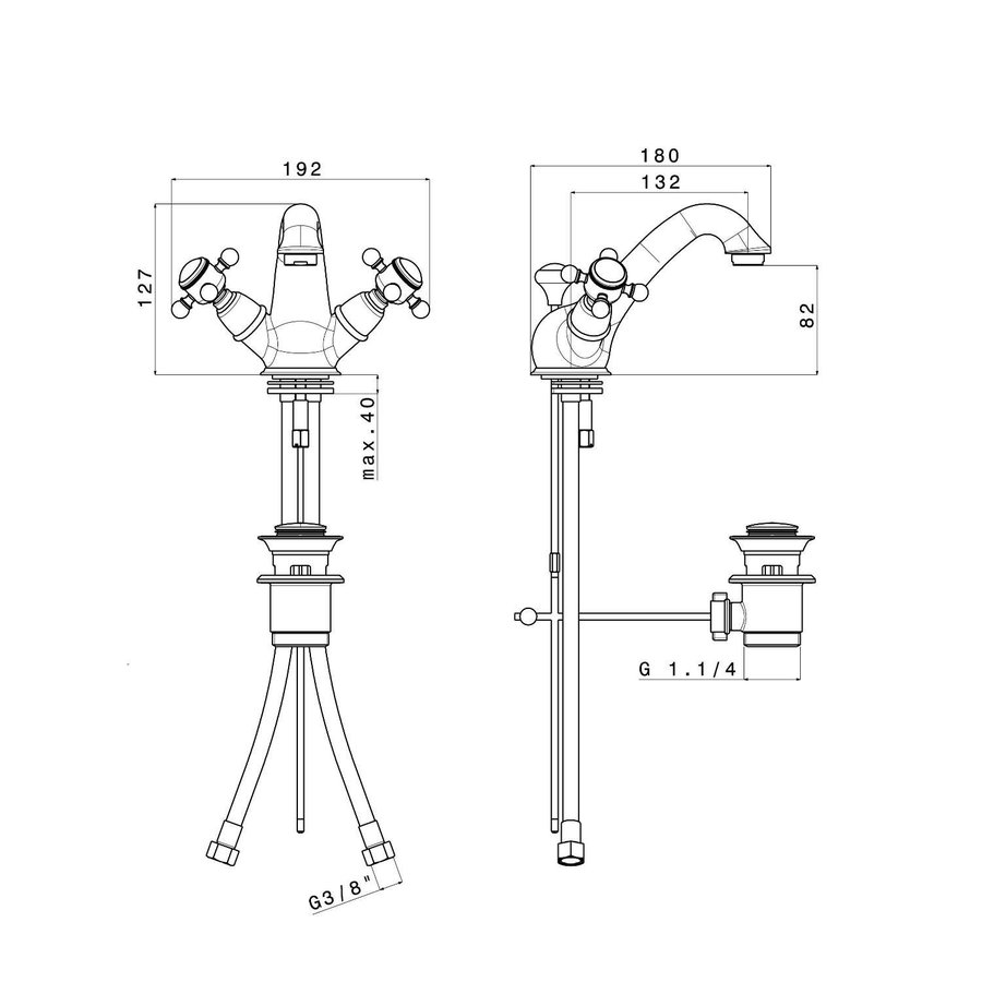 Wastafelmengkraan Sapho Sassari 2-knop Gebogen 12.7 cm Chroom (incl. pop-up waste)