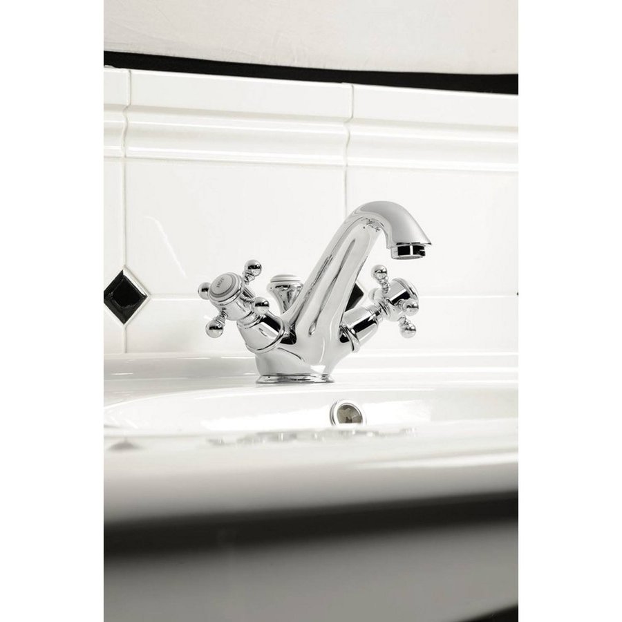 Wastafelmengkraan Sapho Sassari 2-knop Gebogen 12.7 cm Chroom (incl. pop-up waste)