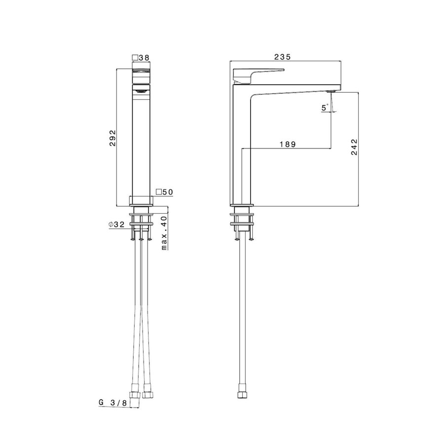 Wastafelmengkraan Sapho Dimy 1-hendel Recht Hoog 29.2 cm Chroom