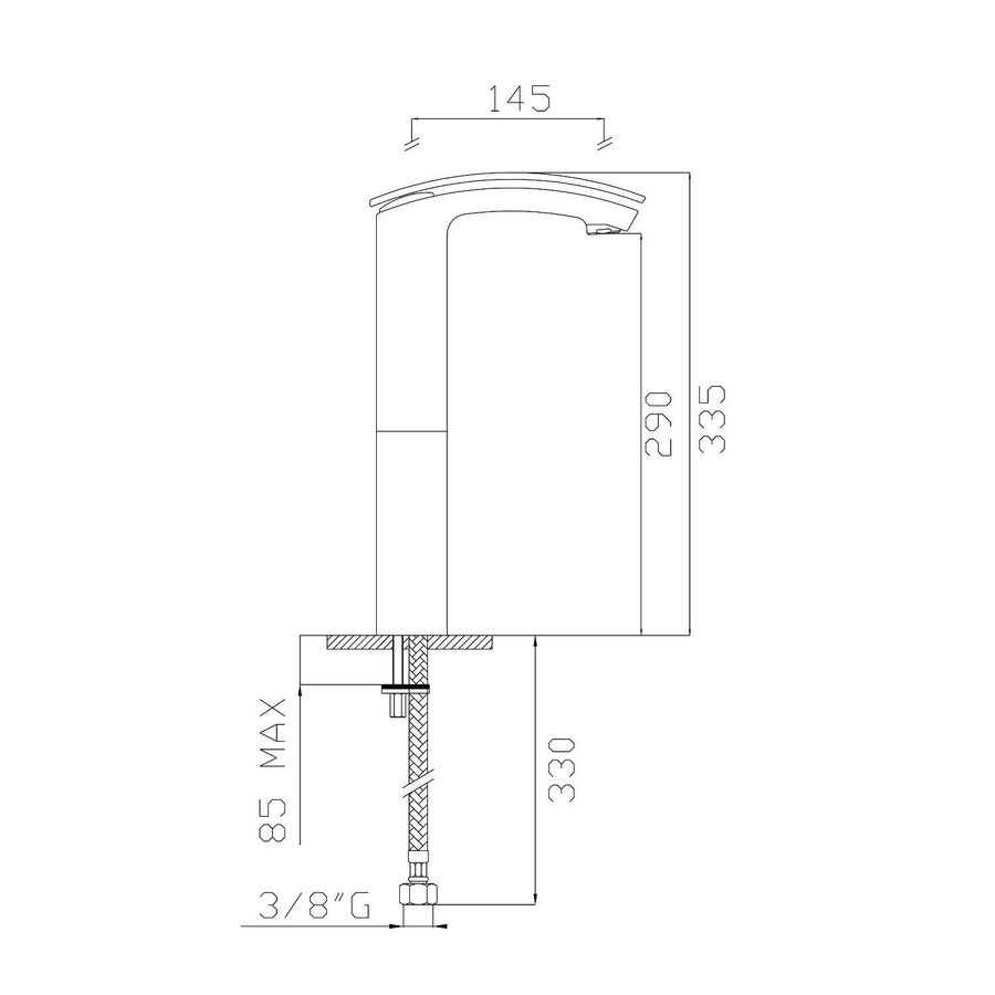 Wastafelmengkraan Sapho Flo 1-hendel Gebogen Hoog 33.5 cm Chroom