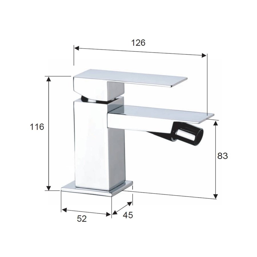 Bidetmengkraan Sapho Latus Uitloop Recht 1-hendel 11.6 cm Chroom