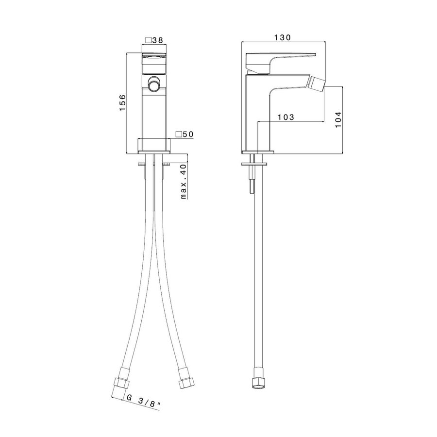 Bidetmengkraan Sapho Dimy Uitloop Recht 1-hendel 15.6 cm Chroom