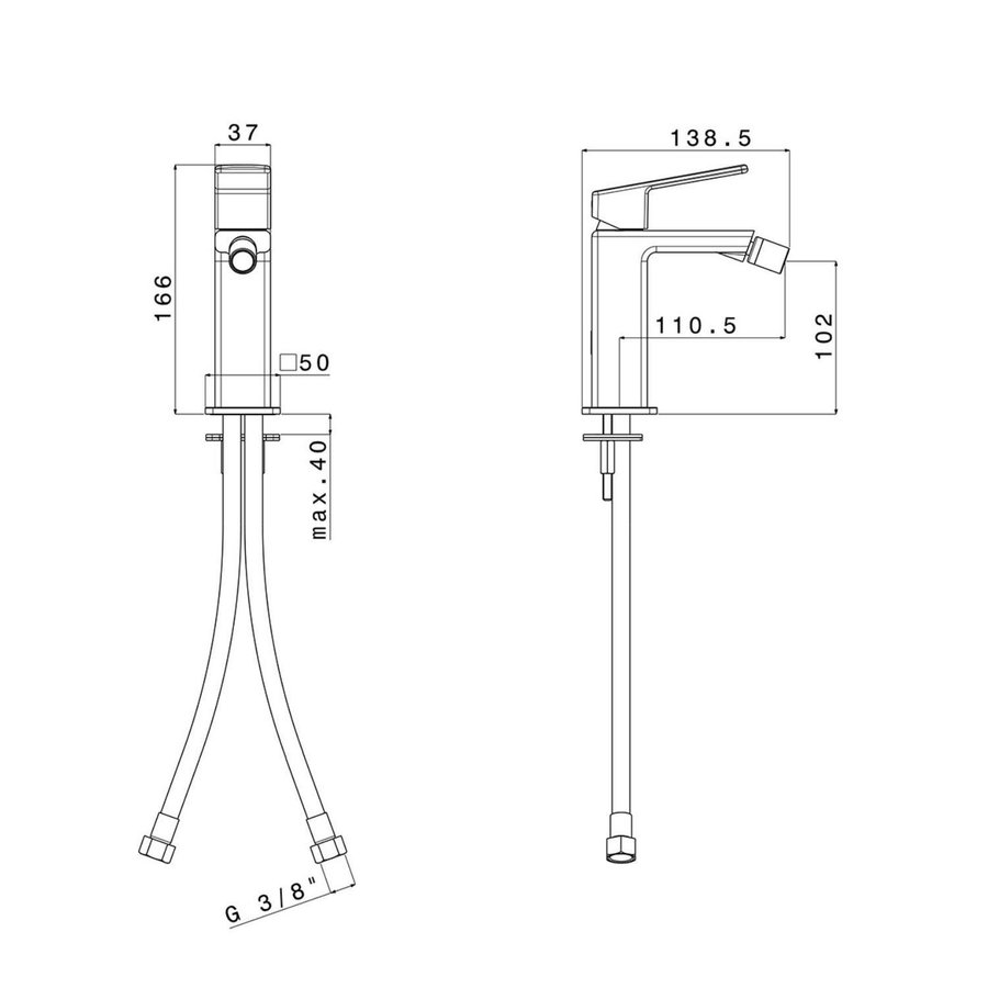 Bidetmengkraan Sapho Notos Uitloop Recht 1-hendel 16.6 cm Chroom