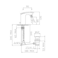 Bidetmengkraan Sapho Flo Uitloop Recht 1-hendel 13.5 cm Chroom (incl. pop-up waste)