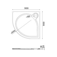 Douchebak Marmer Sapho Arca 90x90x3 cm Kwartrond Wit