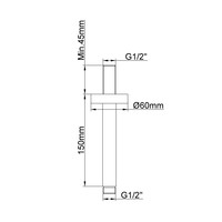 Luxe Douche-Arm Wiesbaden Rond Plafondbevestiging 15 cm Geborsteld Koper