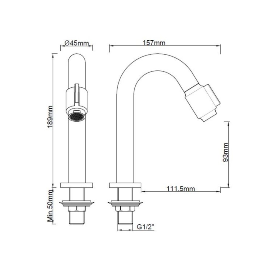 Luxe Toiletkraan Wiesbaden Victoria 1/2'' Geborsteld Messing