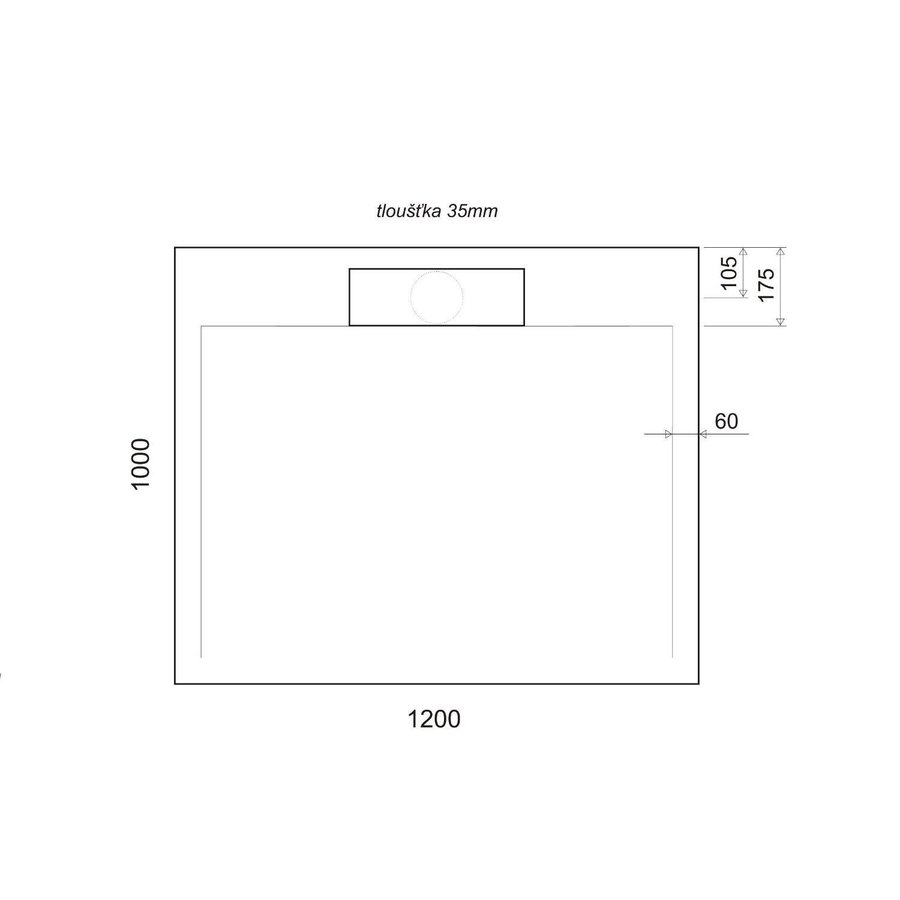 Douchebak Marmer Sapho Irena 120x100x3.5 cm Rechthoek Wit