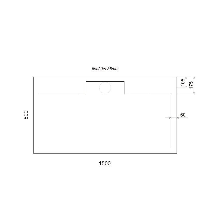 Douchebak Marmer Sapho Irena 150x80x3.5 cm Rechthoek Wit