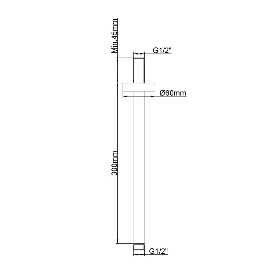 Luxe Douche-Arm Wiesbaden Rond Plafondbevestiging 30 cm Geborsteld Messing