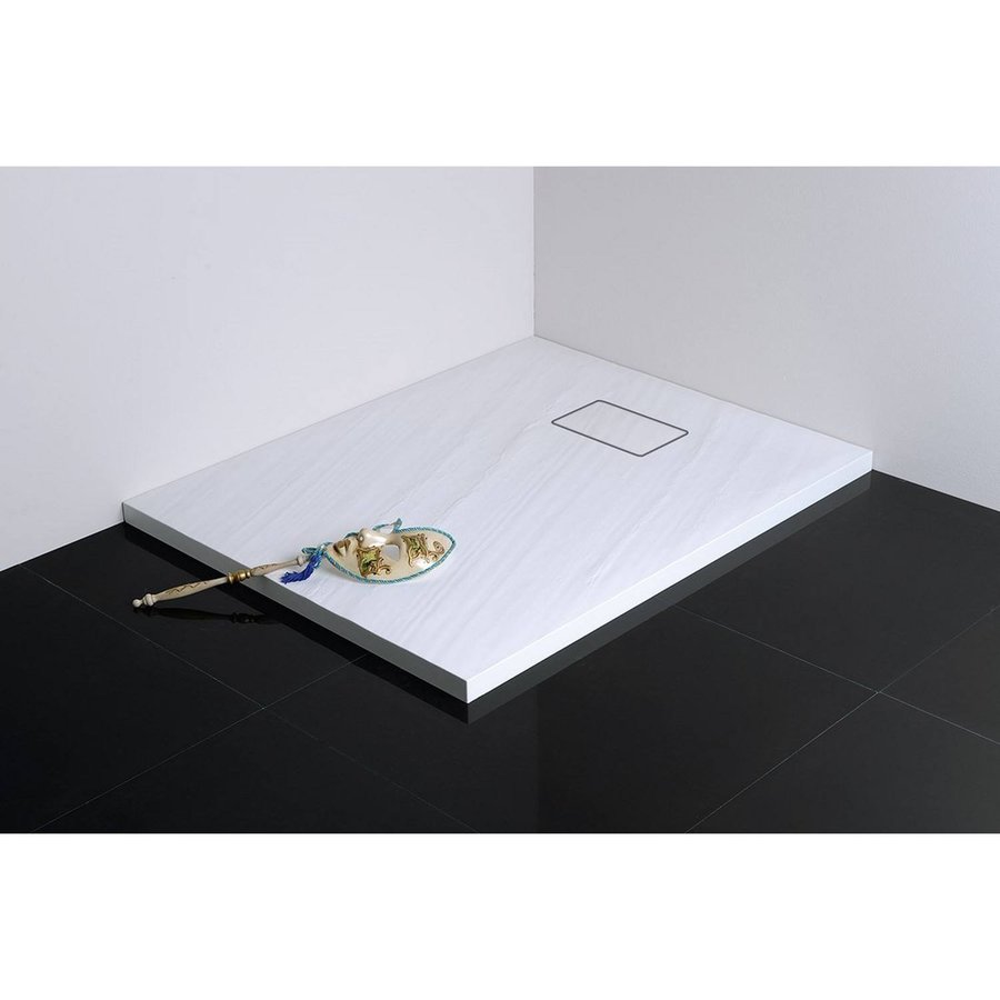 Douchebak Marmer Sapho Acora 100x80x3.5 cm Rechthoek Steen Wit