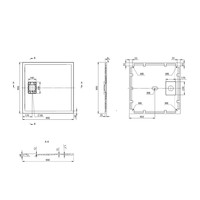 Douchebak Marmer Sapho Acora 90x90x3.5 cm Vierkant Steen Wit