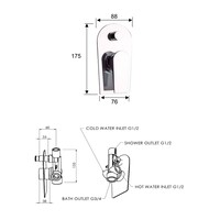 Douchekraan Inbouw Sapho Axamite Mengkraan Afbouwdeel 2-weg Chroom (incl. inbouwdeel)