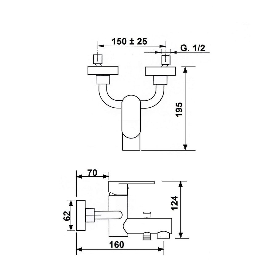 Opbouw Badkraan Sapho Dandy Mengkraan 1-hendel 16 cm Chroom