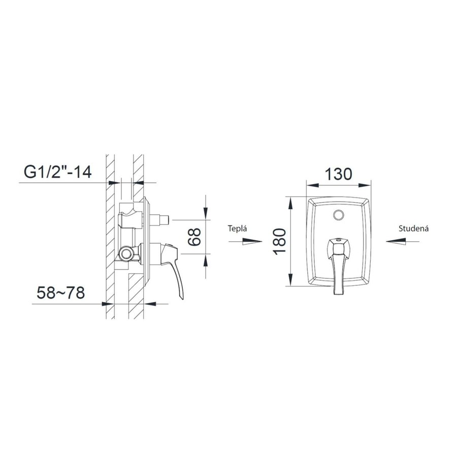 Douchekraan Inbouw Sapho Dreamart Mengkraan Afbouwdeel 2-weg Chroom (incl. inbouwdeel)