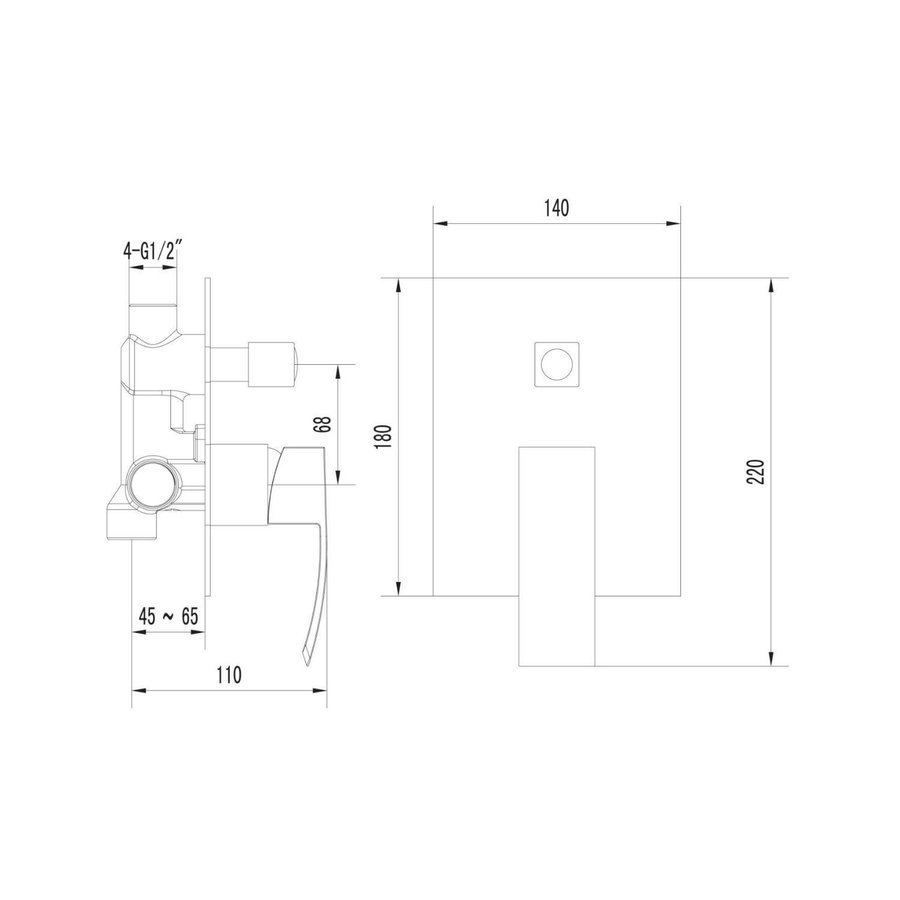 Douchekraan Inbouw Sapho Ginko Mengkraan Afbouwdeel 2-weg Chroom (incl. inbouwdeel)