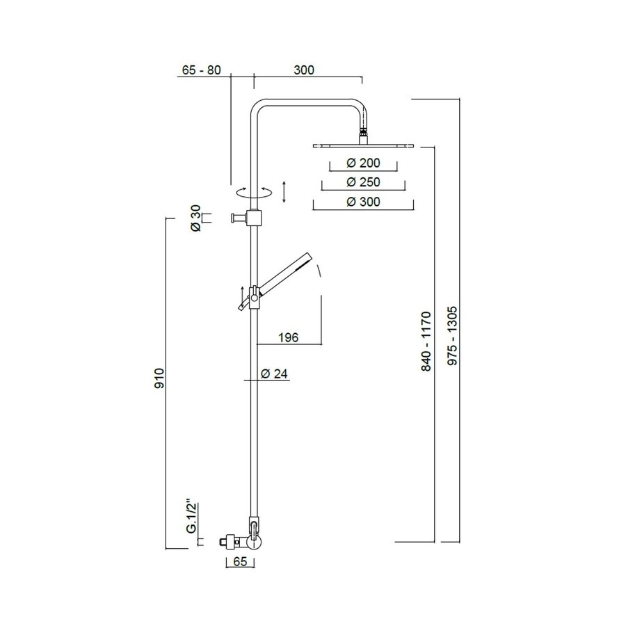 Regendouche Set Sanimex Giulini Thermostatisch Rond Ø 20cm Chroom