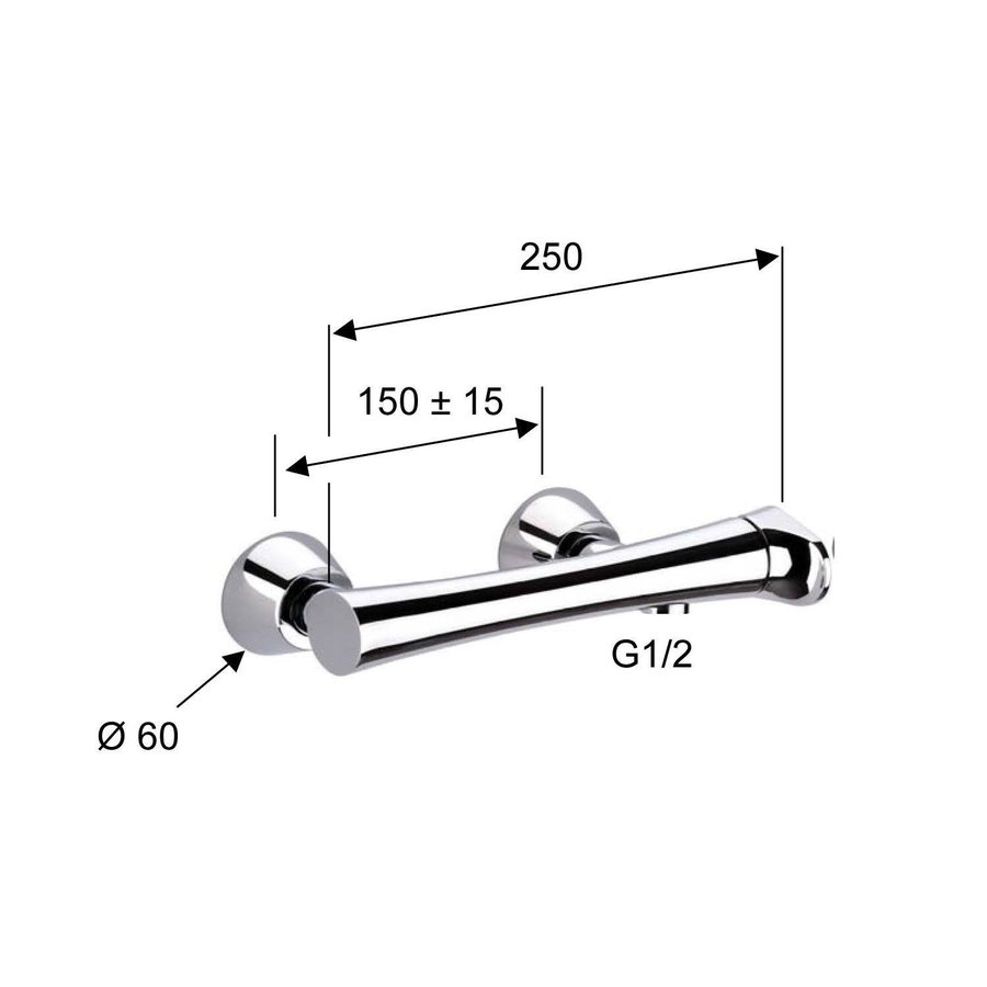 Opbouw Douchekraan Sapho Axamite Mengkraan 1-hendel Rechts 25 cm Chroom