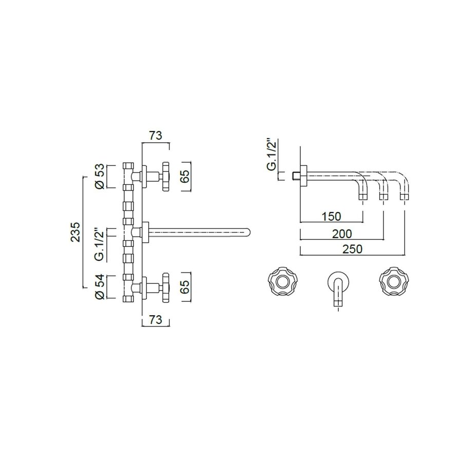 Inbouw Wastafelmengkraan Sanimex Giulini Tweeknops 25cm Inclusief G-Link Inbouwdeel Mat Nikkel