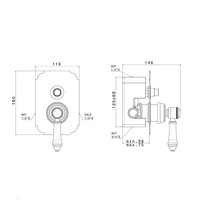 Douchekraan Inbouw Sapho Vienna Mengkraan Afbouwdeel 2-weg Chroom (incl. inbouwdeel)