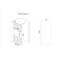Inloopdouche Wiesbaden Slim Rookglas met Middenband 100x200 8mm Nano Coating