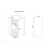 Inloopdouche Wiesbaden Slim Rookglas met Middenband 120x200 8mm Nano Coating
