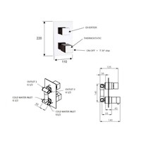 Douchekraan Inbouw Sapho Latus Thermostatisch Afbouwdeel 2-weg Chroom (incl. inbouwdeel)