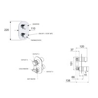 Douchekraan Inbouw Sapho Rhapsody Thermostatisch Afbouwdeel 3-weg Chroom (incl. inbouwdeel)