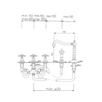 Badrandkraan Sapho Antea 3-kruisgreep Mengkraan Retro Compleet 5-gats Geborsteld Nikkel