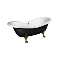 Vrijstaand Bad Sapho Charleston 188x80x71 cm Wit / Zwart met Leeuwenpoten Brons