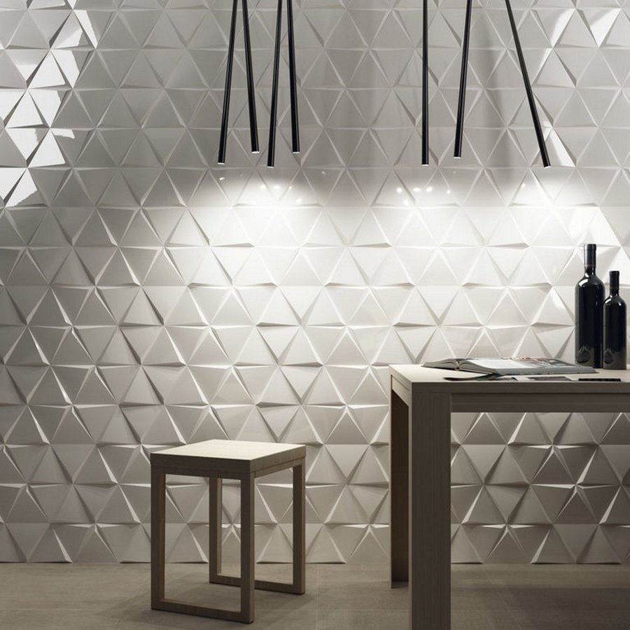 Wandtegel Zyx Triangle Cascade White Glossy 15x17 cm Glans Wit