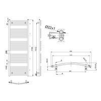 Handdoekradiator Sapho Orbit Gebogen 45x170 cm 732W Wit