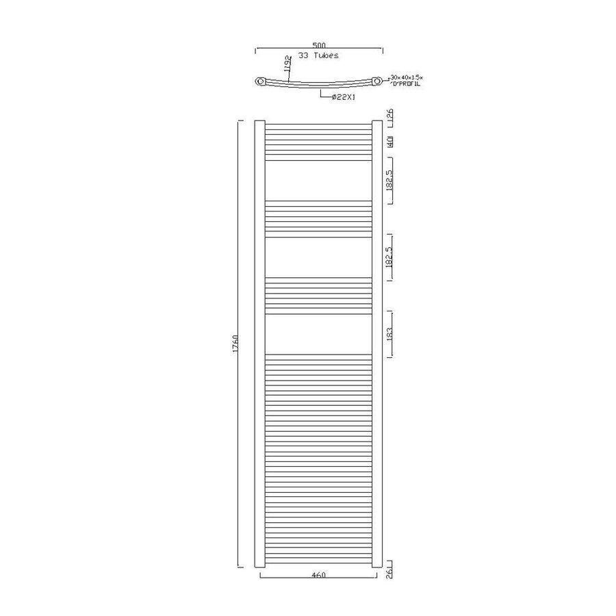 Handdoekradiator Sapho Alya Gebogen 50x176 cm 689W Chroom