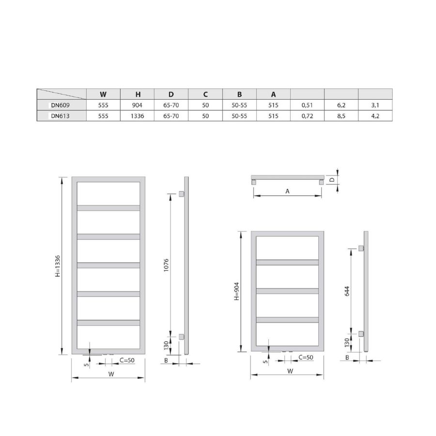 Designradiator Sapho Denali 55x90.4 cm 292W Wit