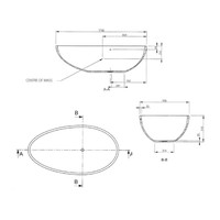 Vrijstaand Bad BWS Solid Surface 176x96x51 cm Mat Wit