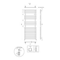 Handdoekradiator Sapho Truva Recht 60x150 cm Geborsteld RVS