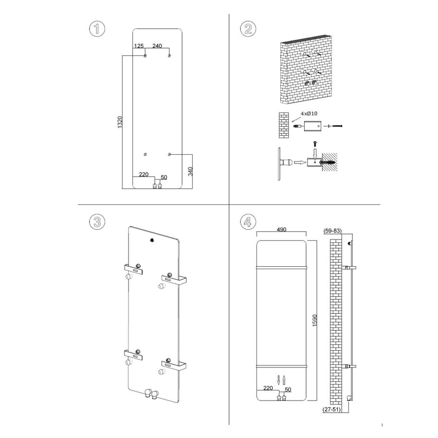 Designradiator Sapho Tabella 49x159 cm 734W Mat Antraciet