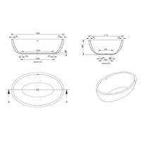 Vrijstaand Bad BWS Solid Surface 169x111x48 cm Mat Wit