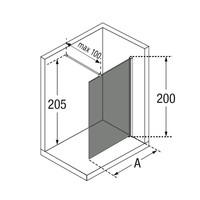 Inloopdouche Novellini Kuadra met Donkere Middenband 70x200 cm Mat Zwart Profiel