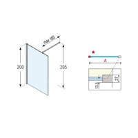 Inloopdouche Novellini Kuadra H 75x200 cm Helder Glas Mat Zwart Profiel